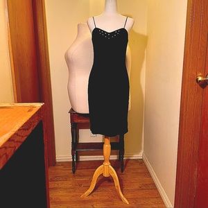 17-19"Bust 80s Loriann Velvet/Rhinestone Cocktail Dress, Mint